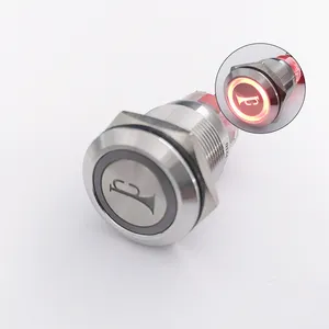 hban 19mm waterproof ip67 laser engrave characters 12v red ring LED stainless steel push button CE