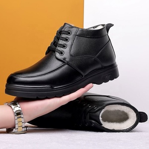 Men Winter Ankle Boots Genuine Leather Round Toe Warm Fleece Lining Rubber Outsole Casual Shoes - Product Image 3