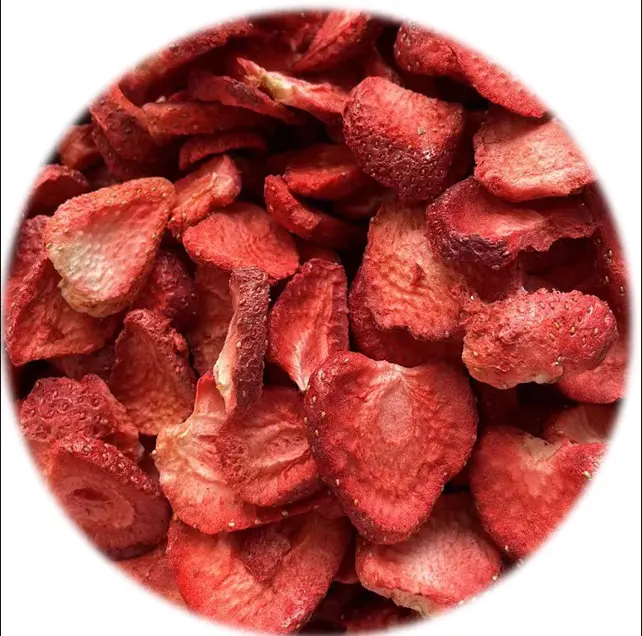 Guoyue Freeze dried morango fatia real fruta saúde lanche azedo frutas secas liofilizadas por atacado FD morango