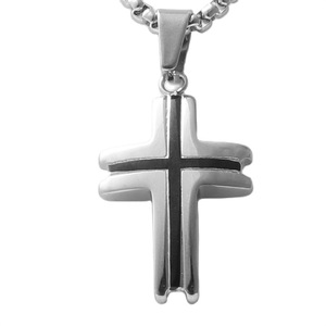 Stainless Steel <b>Cross</b> Pendant Necklace Men's Geometric Design Punk Style 120105 - Product Image 1