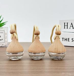 Temizle cam düzensiz şekil araba parfüm koku difüzör asılı hava spreyi <span class=keywords><strong>Mini</strong></span> 12ml şişe ile ahşap kapak - Product Image 6