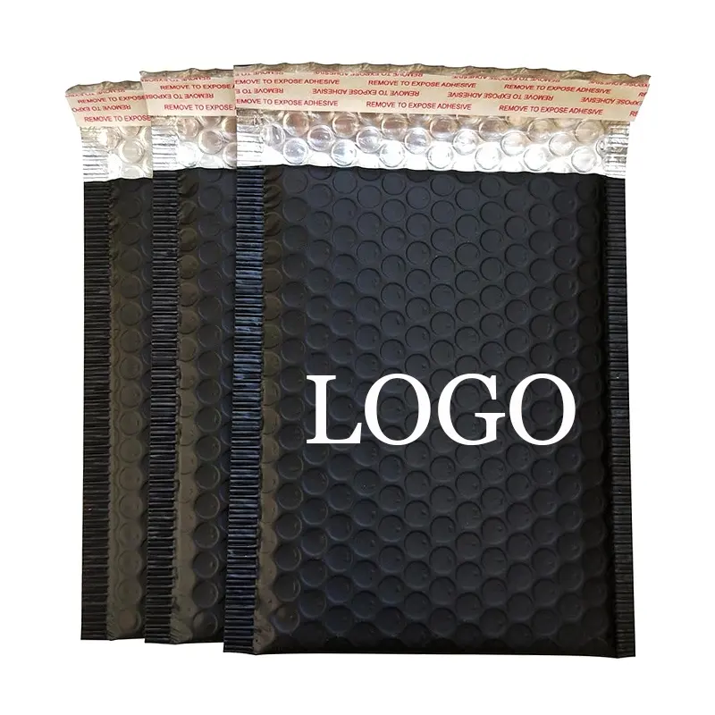 Mehrfarbige niedrige Menge Lager preis gedruckt Logo Glamour gepolsterte Verpackung mattschwarz benutzer definierte Poly Bubble Mailer