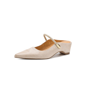 Sandalias de cuña media con tacón oculto de cuero vacuno, punta afilada, para mujer, talla EU42 - Product Image 6