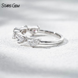 StarsGem 18K Solid Gold Vintage Rhodium Plated 1.08CTW E VS Lab Grown Diamond Half <b>Moon</b> Cut Wedding Band Stackable <b>Ring</b> for Gift - Product Image 3