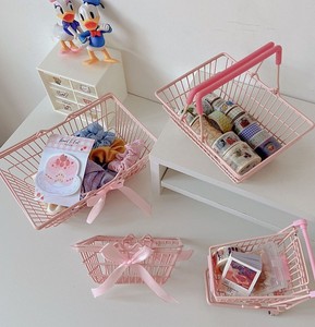 Chariot miniature en fer rose kawaii, chariot de courses mignon et créatif, accessoires <span class=keywords><strong>photo</strong></span>, décorations de chariot, panier de rangement décoratif pour la maison - Product Image 5