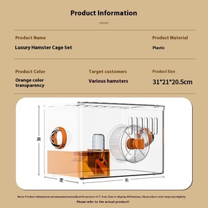 Portable haute transparence acrylique <span class=keywords><strong>Hamster</strong></span> <span class=keywords><strong>Cage</strong></span> écologique silencieux roue de course grand espace solide bouton en boîte plateau en plastique - Product Image 2
