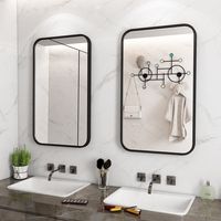 Miroir de salle de bain mural de style nordique carré avec éclairage LED, anti-buée, design minimaliste, verre, alliage d'aluminium