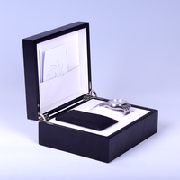 Laque de piano arabe de luxe haut de gamme ensemble de boîte de montre en bois noir MDF recyclable écologique couvercle à rabat de stratification mate personnalisé