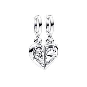 Charmes en argent sterling 925 plaqués or rose avec zircon en forme de cœur - Pendentifs tendance pour la fabrication de bijoux pour femmes, cadeaux - Product Image 5