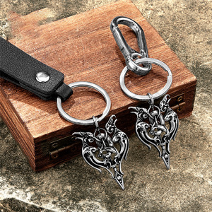 Norse Mythology Double Bird Pendant <b>Keychain</b> Stainless Steel Unisex Everyday Wear Gift Charm - Product Image 1