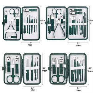 18Pcs Carbon Steel Infant <b>Nail</b> Clipper <b>Set</b> Green Manicure Grooming Kit for Travel Use - Product Image 4