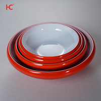 Vente chaude de haute qualité Oriental rond solide blanc mélamine plaque durable plaine plaques en plastique pour les fêtes stockées