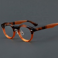 Lunettes de vue rondes unisexes de luxe en acétate à monture complète 2025 – Montures optiques pour grossistes, verres anti-lumière bleue, effet écaille de tortue