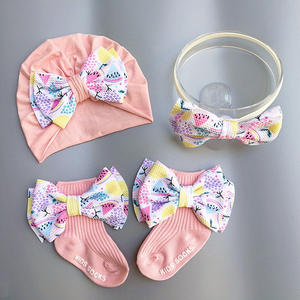 Bonita flor infantil Luna Llena primer bebé sombrero conjunto princesa accesorios para el cabello calcetines con flores para regalo de cumpleaños - Product Image 5