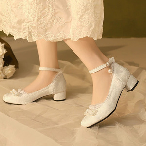 Nouvelle Collection Printemps 2026 – Chaussures Mary Jane à Talon Épais, Style Cheongsam Chinois, Ornées de Perles, pour Femme, Idéales avec Jupe Han ou Jupe Cheongsam - Product Image 4