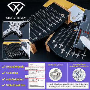 Joyería Religiosa, Collar con Colgante de Cruz de Jesús en Plata de Ley 925 con Diamantes Moissanite VVS para Hombre y Mujer - Product Image 4