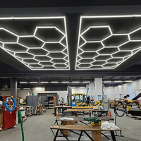Éclairage d'atelier de détail automobile portable personnalisé, bleu, rouge, blanc froid, 110-240V, LED hexagonale, plafonnier de garage