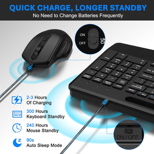 Ratón Inalámbrico Delgado para Oficina 2.4G con 2 Pilas AA, Funcionamiento Silencioso, Diseño Ergonómico con Reposamuñecas, Set <span class=keywords><strong>de</strong></span> Teclado y Ratón con Ranura <span class=keywords><strong>de</strong></span> 10 Pulgadas - Product Image 5