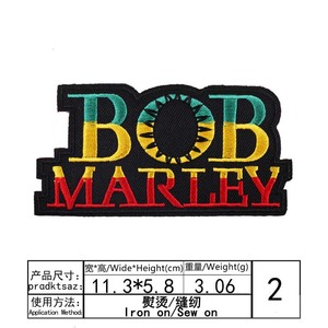 库存鲍勃·马利补丁铁刺绣预科生风格帆布补丁帽服装 - Product Image 2