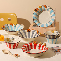 Ensemble de bols créatifs en porcelaine fine, motif petit chien mignon, pour desserts, soupes, riz et légumes - Style américain