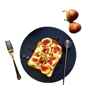 Vaisselle personnalisée bon marché <span class=keywords><strong>plateau</strong></span> en pierre naturelle noire <span class=keywords><strong>plateau</strong></span> à <span class=keywords><strong>fromage</strong></span> assiette ronde en ardoise <span class=keywords><strong>plateau</strong></span> de service en ardoise ronde - Product Image 3