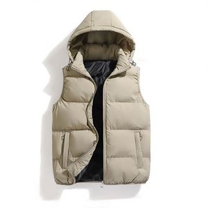 Gilet in cotone da uomo autunno inverno, nuovo stile, con cappuccio, taglie forti, tinta unita, <span class=keywords><strong>giacca</strong></span> in cotone senza maniche - Product Image 3