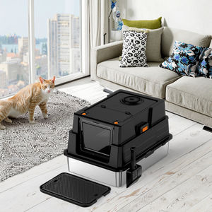 OEM Extra Wide Entrance Edelstahl Geschlossene Katzen toilette mit Klappdeckel Easy Clean Covered Metal Kitty Katzen toilette - Product Image 6