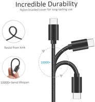 Kabel pengisi daya cepat, kabel pengisian daya USB tipe-c 60W, pengisian cepat, 3A, dengan fungsi pintar untuk ponsel dan kabel USB Printer