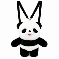 Sac à dos en peluche Panda, sac souple en forme d'animal avec fermeture éclair, rangement, bretelles réglables, poussoir pour faire jouer de la musique, cadeau amusant pour enfants, filles et fans de Panda