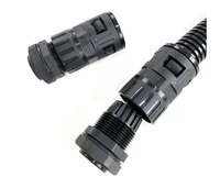 Tuyau ondulé en plastique imperméable en nylon PA66, connecteur de tuyau mâle à trois pôles à filetage externe, connecteur à double verrouillage