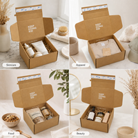 Boîte d'emballage en carton ondulé personnalisée de luxe en papier kraft avec bande auto-adhésive, boîtes d'expédition de voyage avec sac en papier