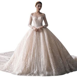 <b>Bridal</b> Gown Off Shoulder Long <b>Sleeves</b> Ball Gown Natural Waistline Lace Sweetheart Neckline Backless Design - Product Image 5
