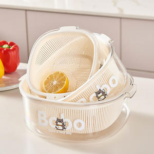 Panier à légumes à double couche Bqoo avec couvercle, panier à fruits en plastique, ensemble de cuisine 6 pièces - Product Image 4