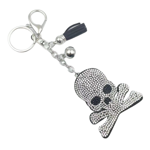 Bling Crystal Rhinestone Halloween Keychain Charm Tassel Skeleton Ghosts Pumpkin Key Chain Diamond Halloween Ghost Keyring Decor
