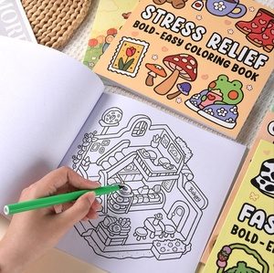Livres de <span class=keywords><strong>coloriage</strong></span> transfrontaliers en stock pour adultes et adolescents, avec des personnages d'animaux mignons, faciles à utiliser, en papier double-adhésif carré - Product Image 4