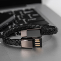 Kabel Data Gelang 22cm Kabel Pengisian Daya Pendek Kreatif Berbahan Kulit Anyaman Pengisian Cepat Tipe C 60W
