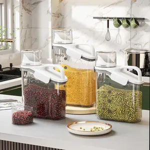 Large capacity sealed food containers with measuring cup grain rice container storage for kitchen