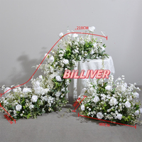 Arrangement de plantes vertes de 200*50 cm pour mariage, table longue, conférence, centre de table floral, boules de fleurs décoratives pour mariage