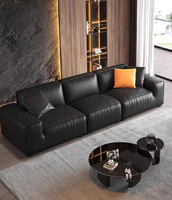 Canapé d'angle modulaire moderne en cuir véritable, style bloc, avec pieds en bois écologiques, gonflable, pour salon, combinaison droite