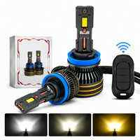 Phares LED M96 à télécommande, tricolores 3000K 4300K 6000K, H4 H7 H11, 15800LM, ampoules automobiles haute puissance pour mauvais temps