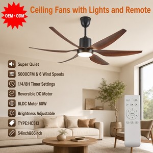 Chandelier <b>Remote</b> <b>Control</b> DC Motor LED Traditional 6-Speed Dimmable Black ABS Blades HC513 Air Purifier <b>Ceiling</b> Fan <b>Light</b> - Product Image 1