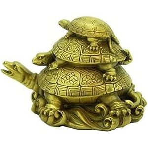 PARIJAT artesanía Vastu Feng Shui Triple tortuga familia una moneda de la suerte protección buena suerte riqueza longevidad escultura - Product Image 5