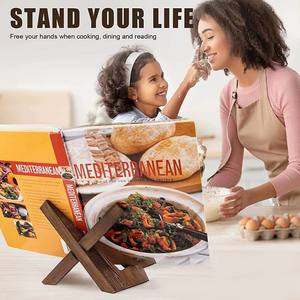 Supporto Multifunzione in Legno per Libri di Cucina Espositore Piatto per Ricette Dischi in Vinile e Organizer da Bancone Cucina - Product Image 2