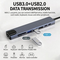 Adaptador Multifuncional 8 en 1 USB 3.0 Tipo C, Hub Multifunción para MacBook Pro, Base de Expansión para Laptop, Accesorios para PC