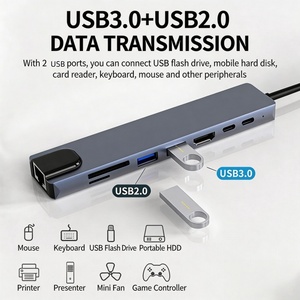 Hub USB 3.0 multifonction 8 en 1, adaptateur multifonction pour MacBook Pro, station d'accueil pour ordinateur portable, accessoires pour ordinateur - Product Image 5
