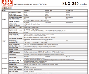 MEAN WELL XLG-240-M-A 240W 1400‑2100mA ปรับได้ 90‑171V ไดร์เวอร์ LED กำลังไฟคงที่ AC100‑305Vac IP67 กันน้ำ - Product Image 3