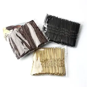 100 बुटीक फैंसी डिजाइनर गोरा काले सोने सादे Hairpins विंटेज रोटी धातु बाल क्लिप स्टिक यू-आकार बॉबी बाल पिन यू आकार