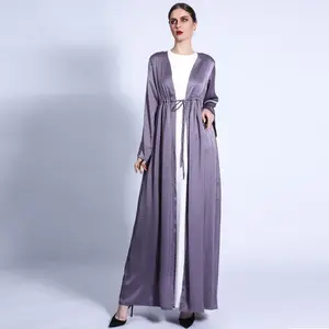 Solid Color Abaya New Style In Karachi Women Muslim Cardigan Islamic Modest Clothing Open Abaya For Eid