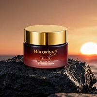 Crème faciale triple collagène HALORINNA 50g, reconstitue le collagène de la peau, améliore les ridules, anti-rides, hydratante, soin quotidien de la peau