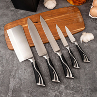 6-delige keukenmessenset voor koken met standaard, ergonomische handgrepen, slagermes, fruitmes voor keukenaccessoires